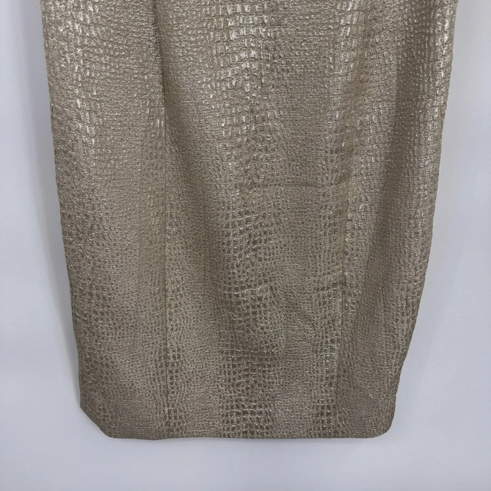 Vintage Kay Unger New York‎ Dress Womens 8 Gold Silk Sparkle Festive Brooche